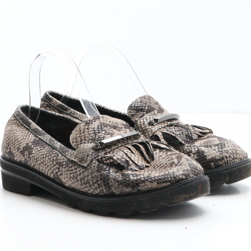 Preworn Womens Brown Animal Print Synthetic Slip On Casual UK - Snakeskin Pattern UK Size Estimated 8
