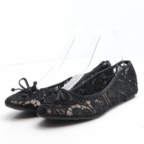 F&F Womens Black Geometric Synthetic Ballet Flat UK