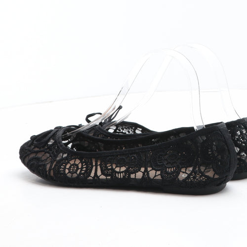 F&F Womens Black Geometric Synthetic Ballet Flat UK