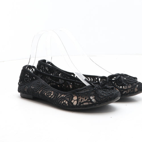 F&F Womens Black Geometric Synthetic Ballet Flat UK