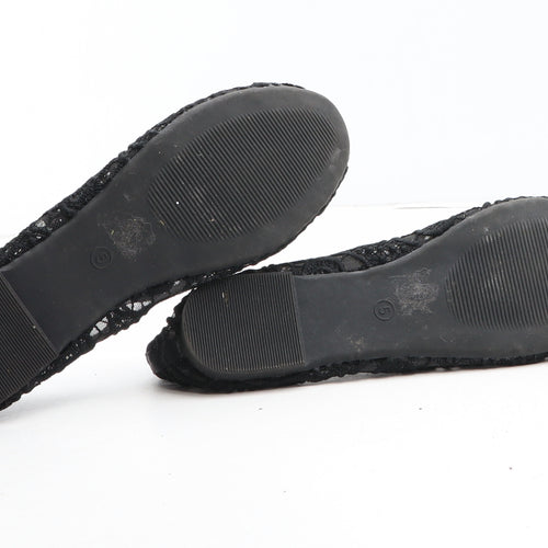 F&F Womens Black Geometric Synthetic Ballet Flat UK