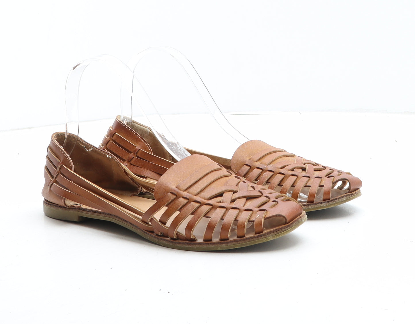 Preworn Womens Brown Synthetic Slip On Sandal UK
