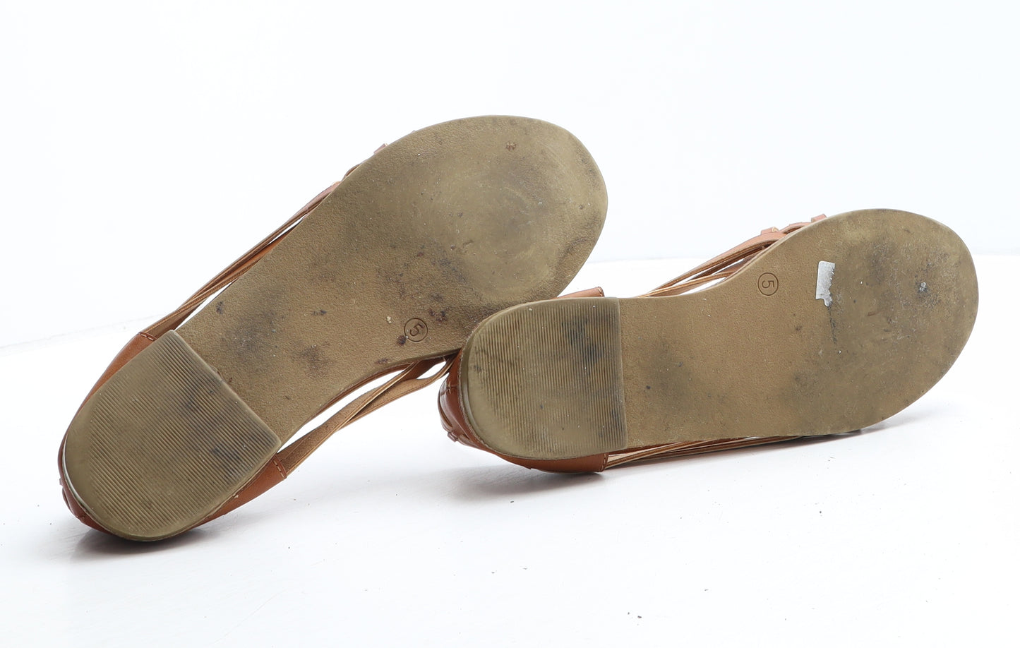 Preworn Womens Brown Synthetic Slip On Sandal UK