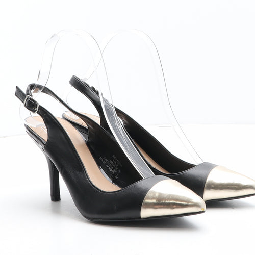 F&F Womens Black Colourblock Synthetic Slingback Heel UK