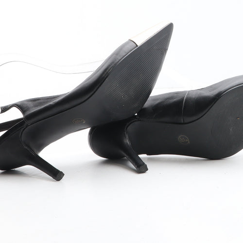 F&F Womens Black Colourblock Synthetic Slingback Heel UK