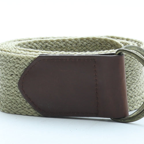 Preworn Womens Beige Solid Polyester Woven Belt Belt One Size
