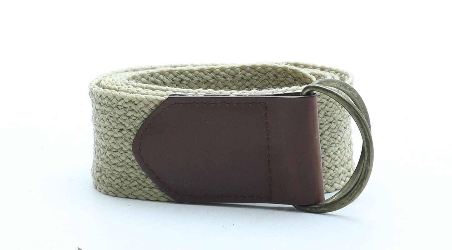 Preworn Womens Beige Solid Polyester Woven Belt Belt One Size