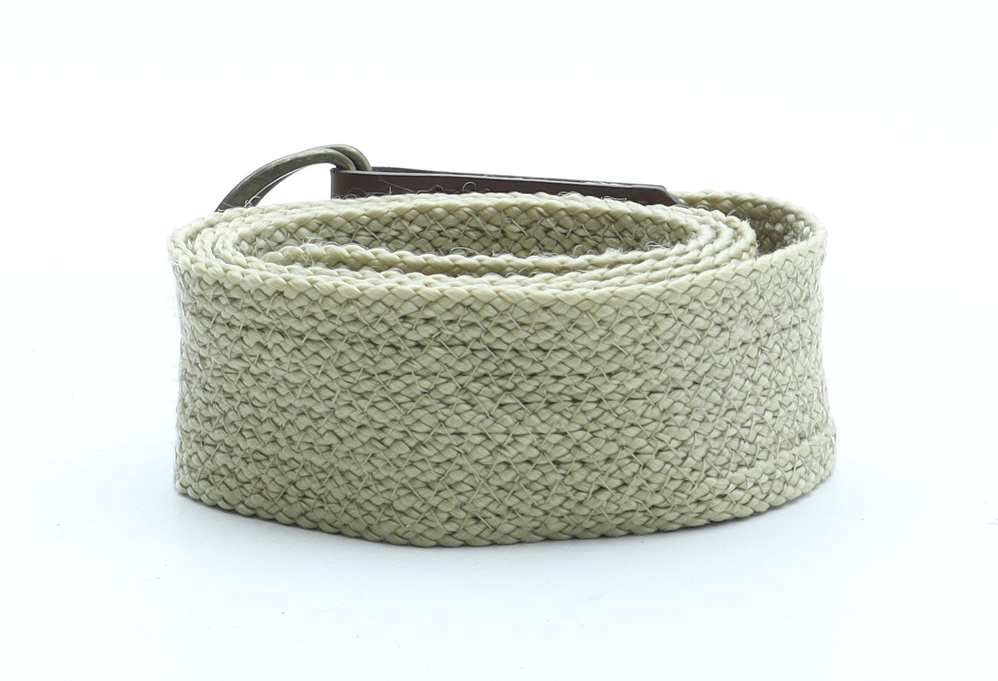 Preworn Womens Beige Solid Polyester Woven Belt Belt One Size