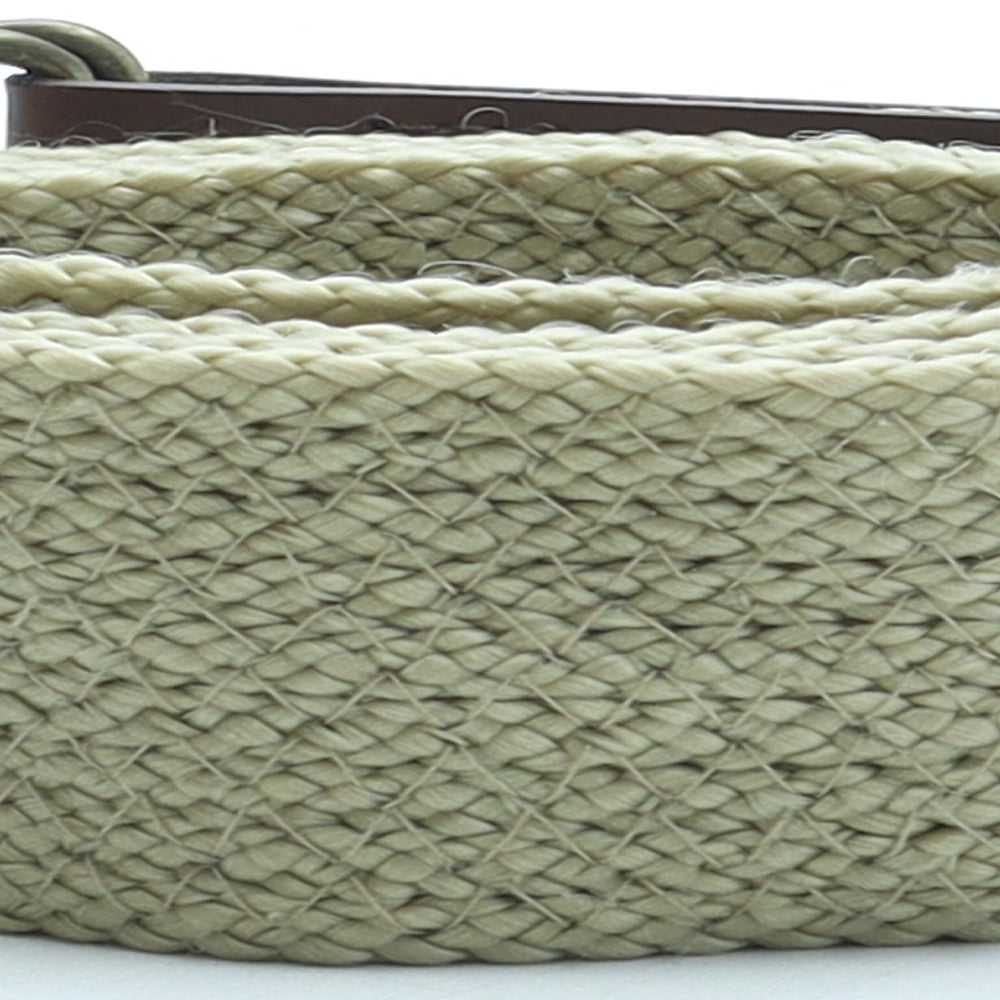 Preworn Womens Beige Solid Polyester Woven Belt Belt One Size