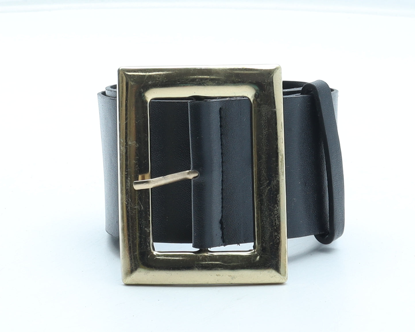 Preworn Womens Black Solid Polyurethane Basic Belt Belt One Size