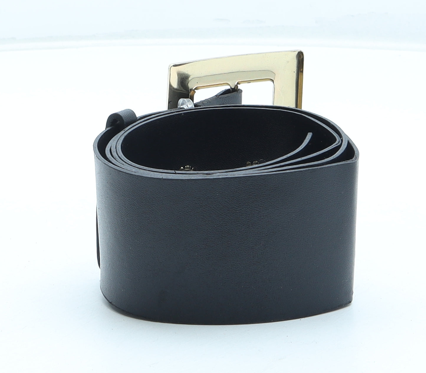 Preworn Womens Black Solid Polyurethane Basic Belt Belt One Size