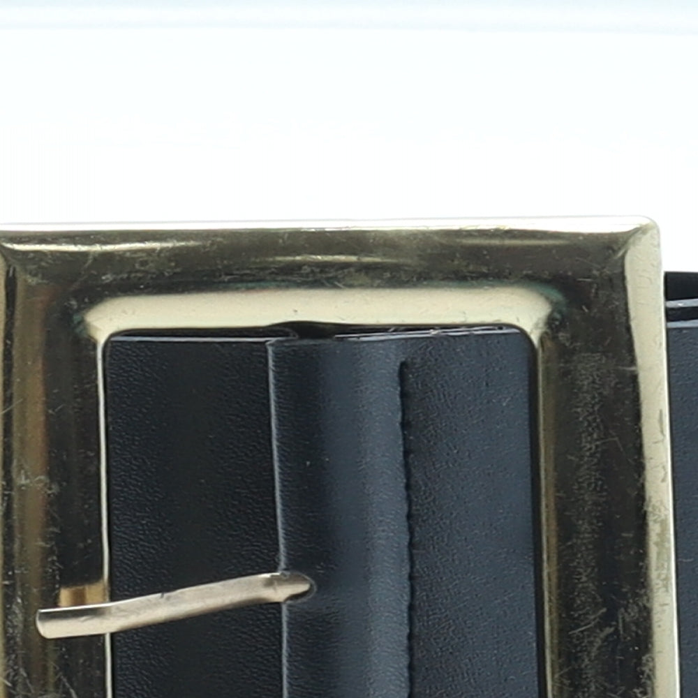Preworn Womens Black Solid Polyurethane Basic Belt Belt One Size