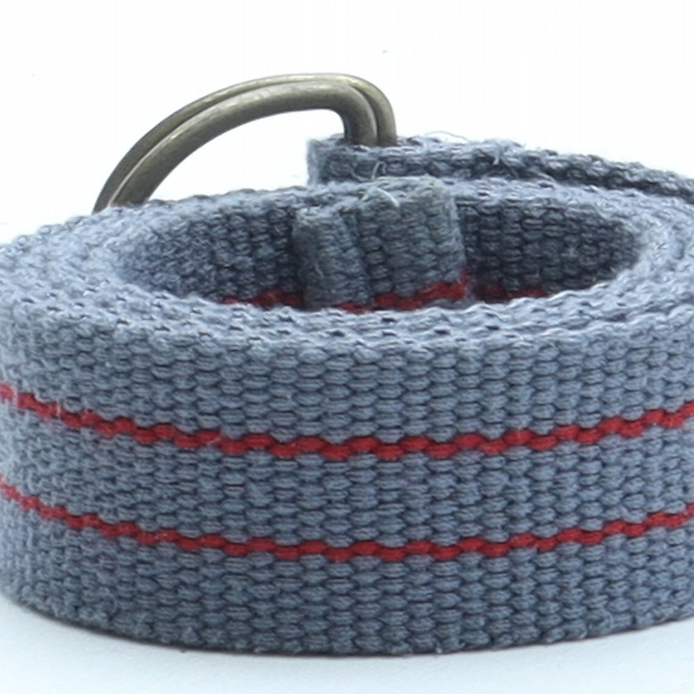 Preworn Mens Grey Striped Polyester Braided/Woven Belt Belt Size S
