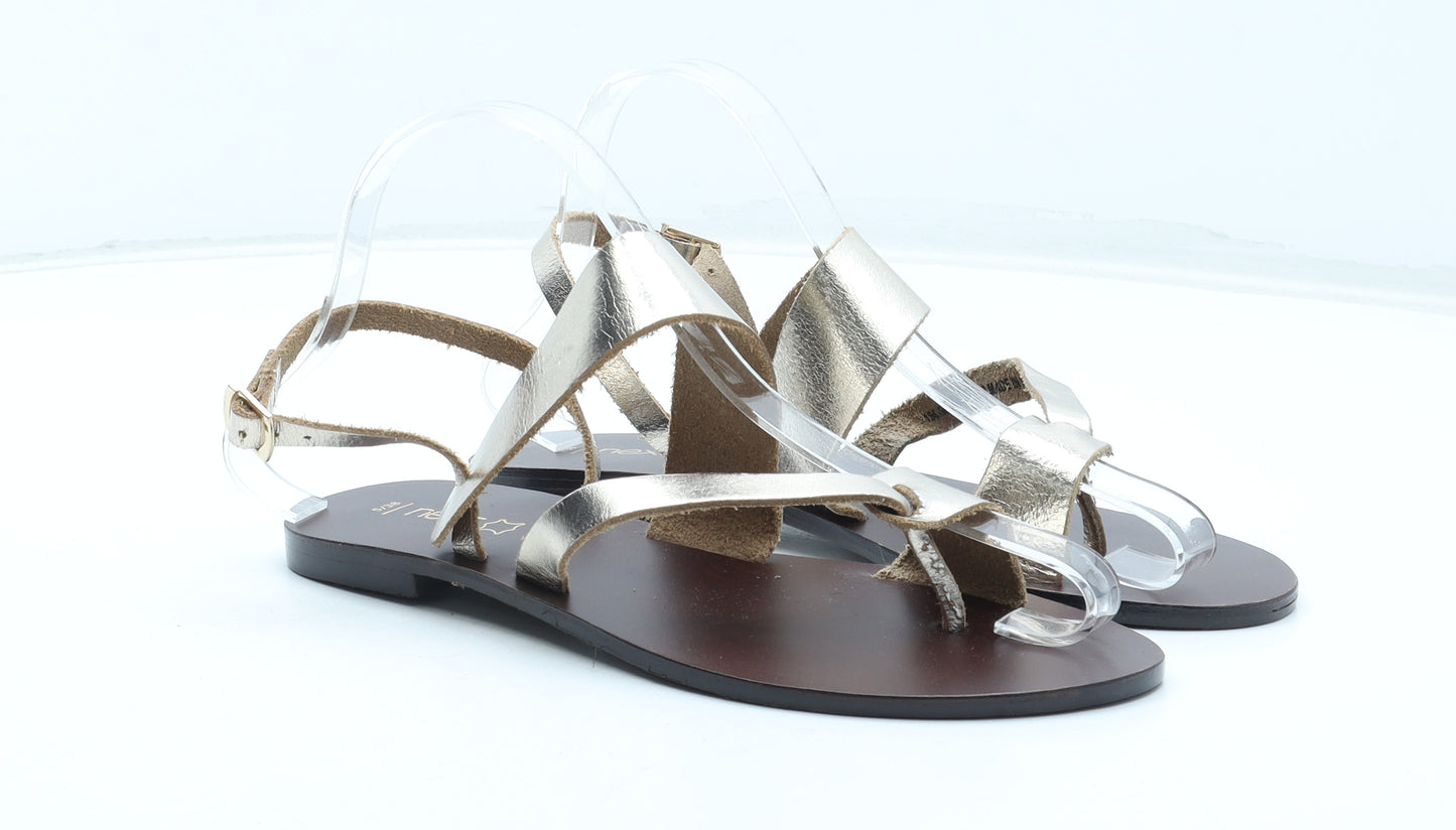 NEXT Womens Brown Leather Thong Sandal UK