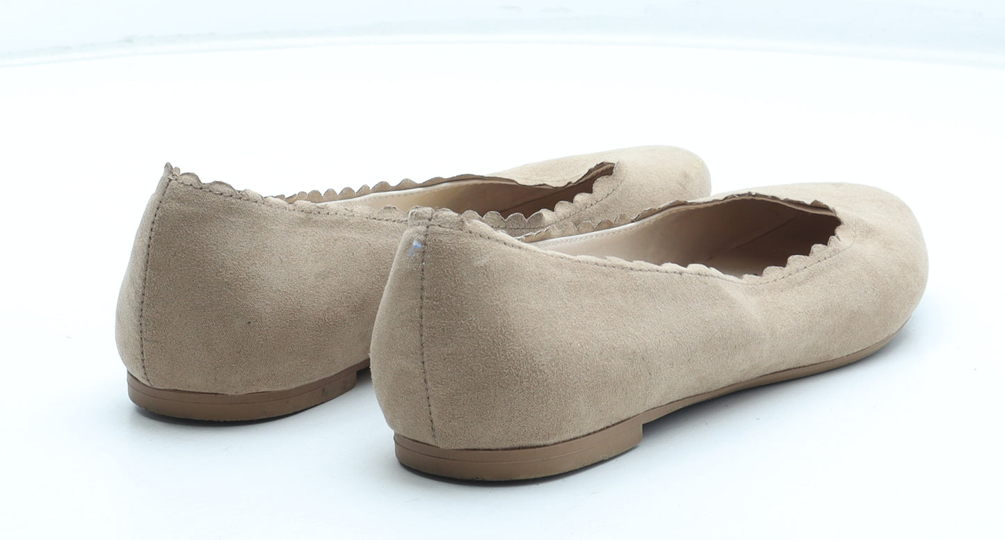 H&M Womens Beige Polyurethane Ballet Flat UK