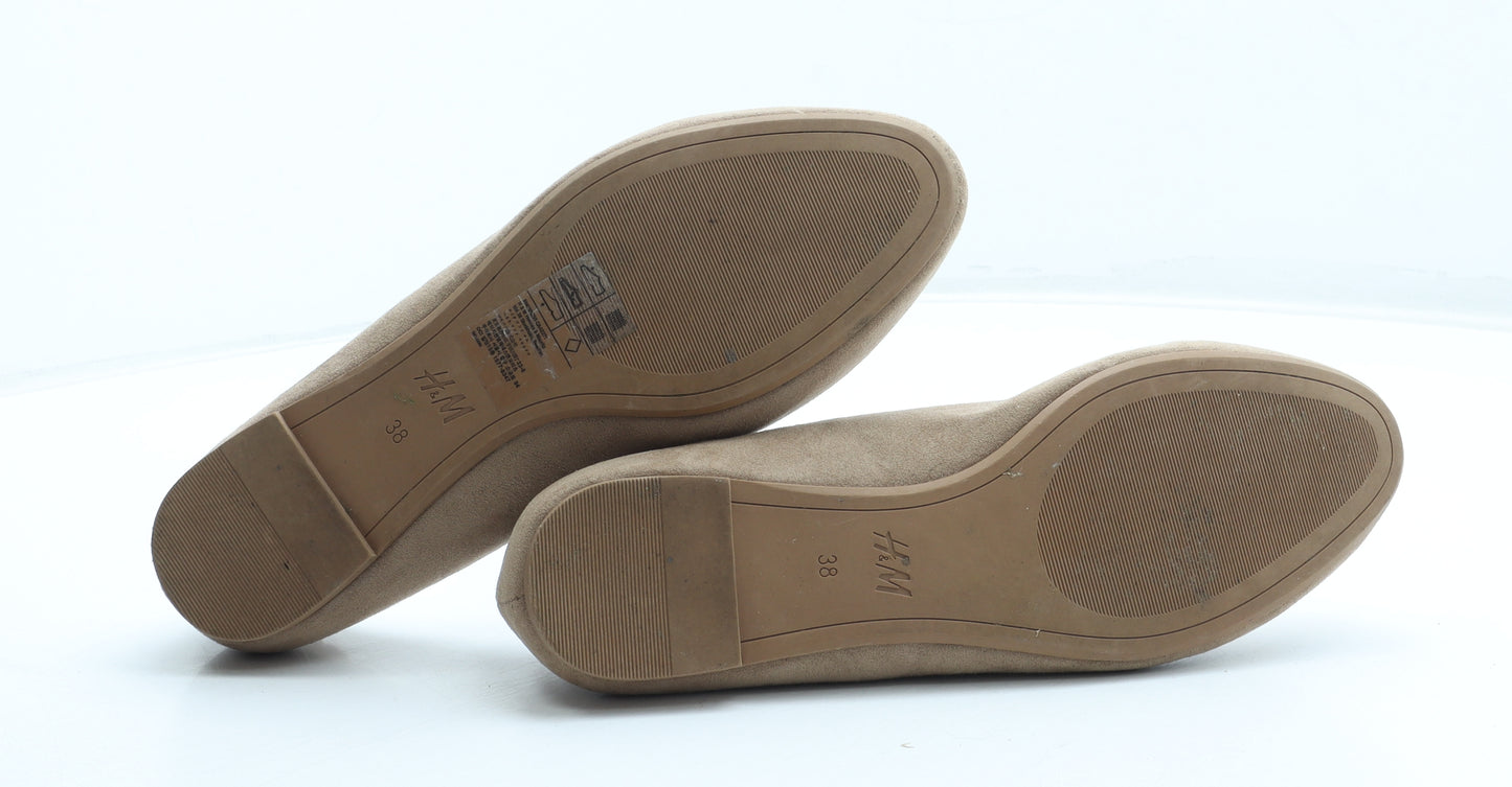 H&M Womens Beige Polyurethane Ballet Flat UK