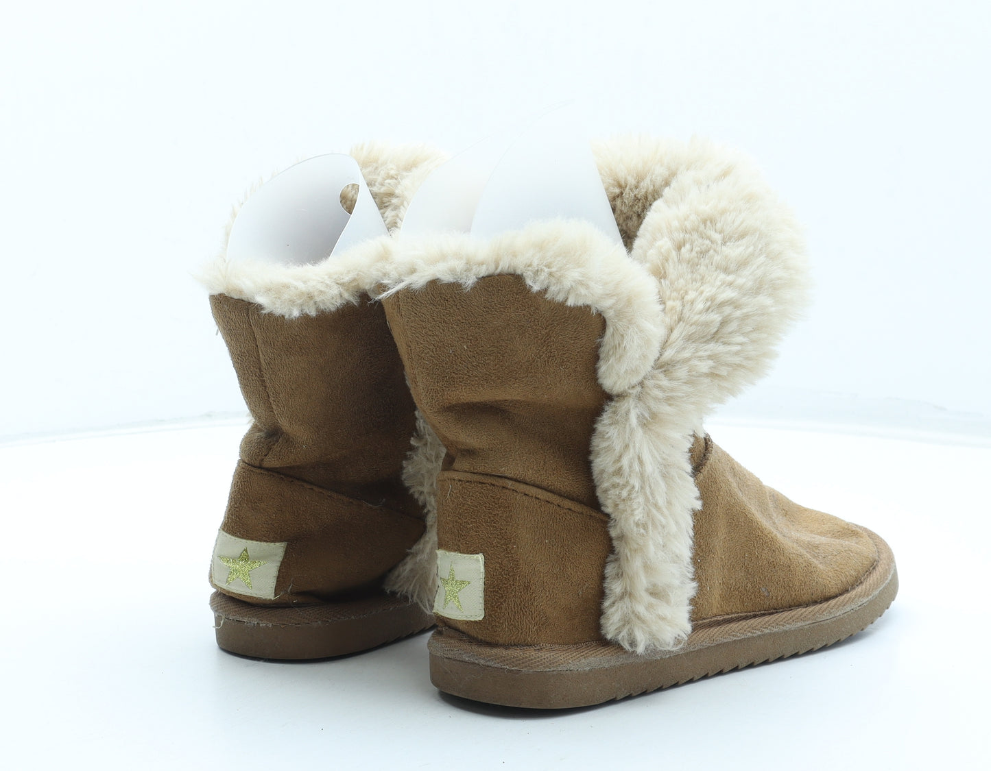Preworn Girls Brown Polyester Shearling Style Boot UK 2 35
