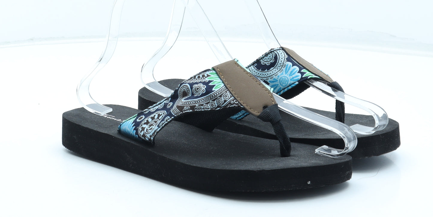 Thomas Calvi Womens Multicoloured Geometric Polyester Thong Sandal UK