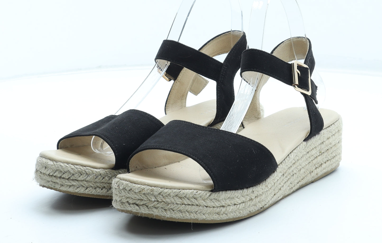 Papaya Womens Black Polyester Espadrille Heel UK
