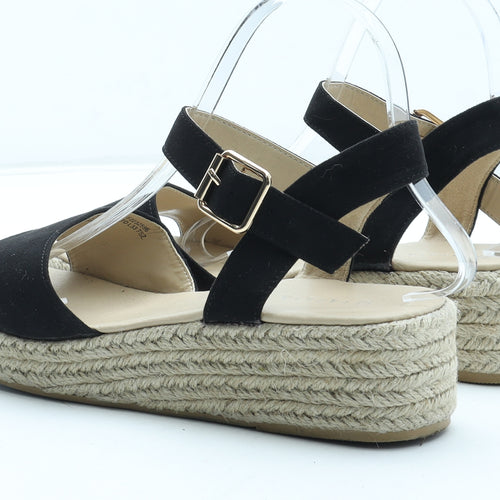 Papaya Womens Black Polyester Espadrille Heel UK