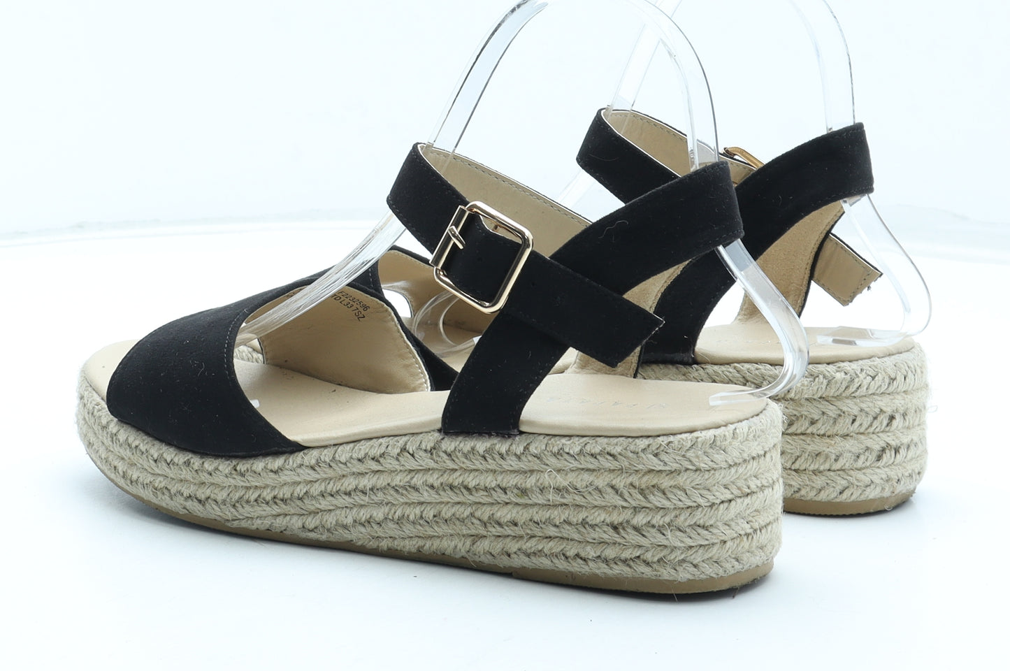 Papaya Womens Black Polyester Espadrille Heel UK