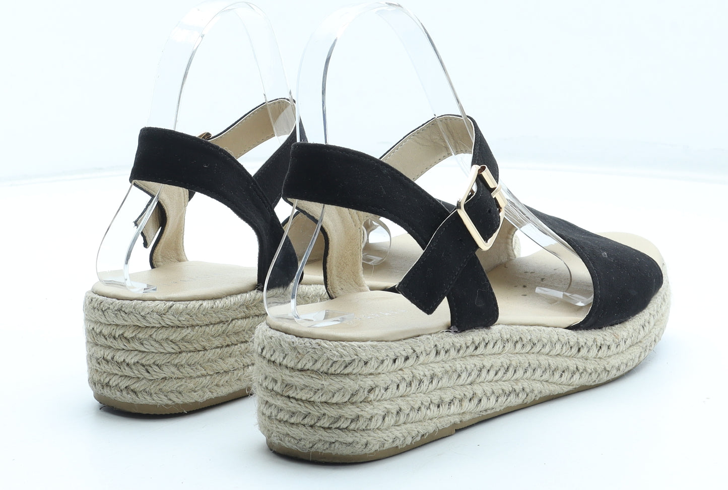 Papaya Womens Black Polyester Espadrille Heel UK