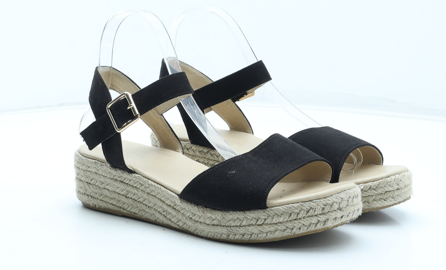 Papaya Womens Black Polyester Espadrille Heel UK