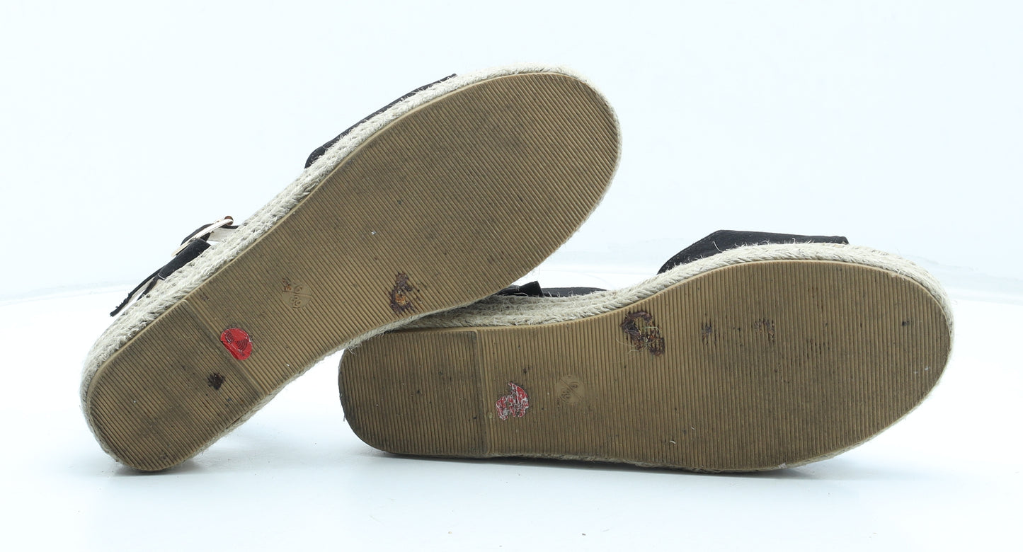 Papaya Womens Black Polyester Espadrille Heel UK