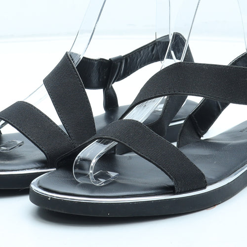 Primark Womens Black Synthetic Slip On Sandal UK - Wide Fit