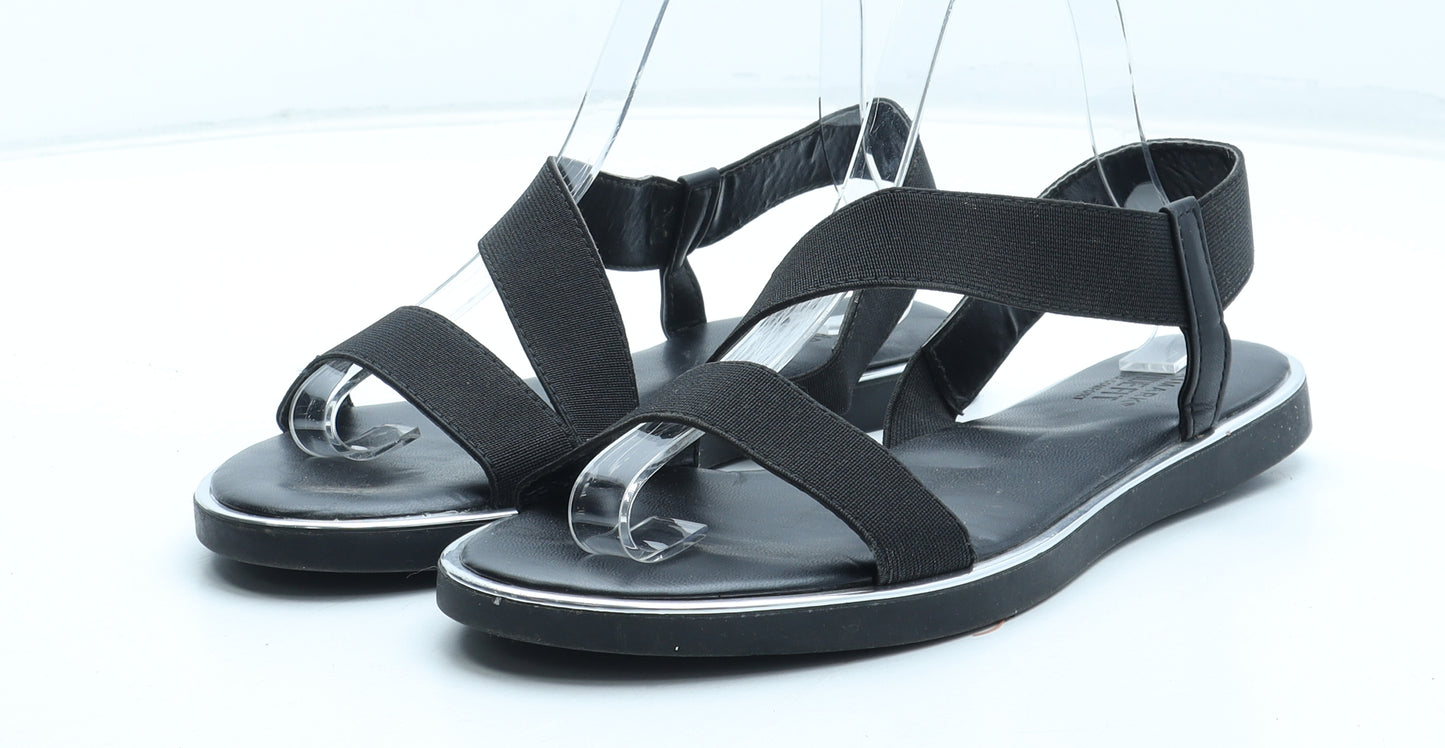 Primark Womens Black Synthetic Slip On Sandal UK - Wide Fit