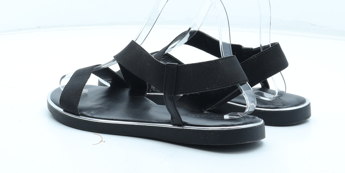 Primark Womens Black Synthetic Slip On Sandal UK - Wide Fit