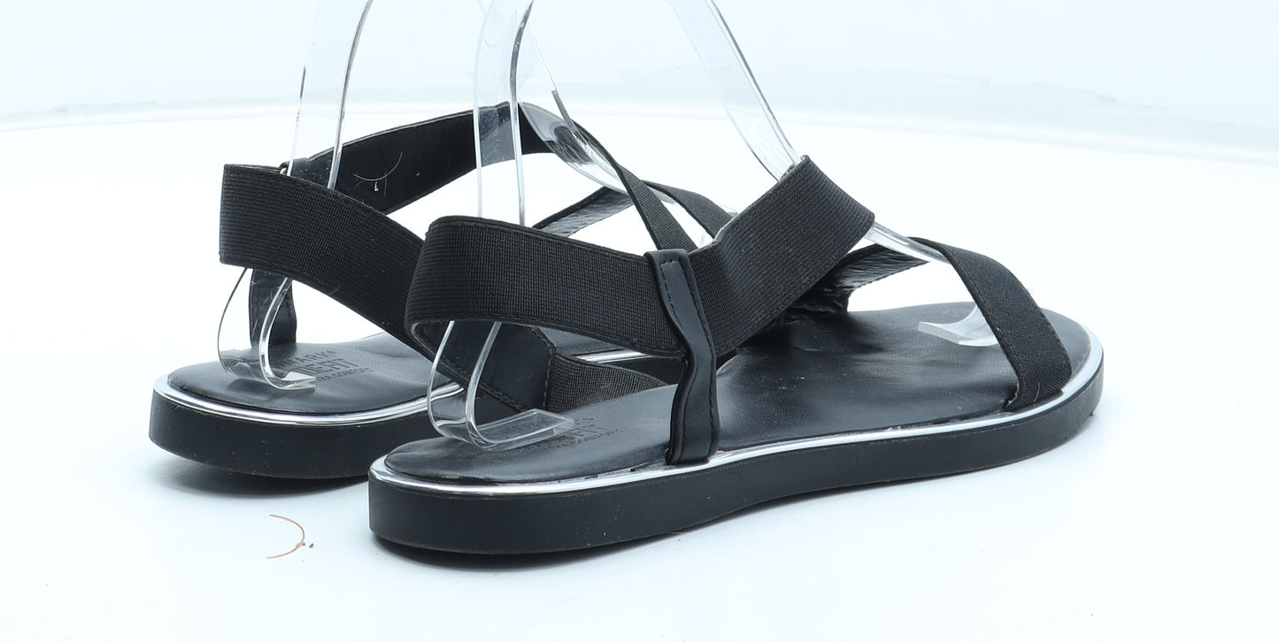 Primark Womens Black Synthetic Slip On Sandal UK - Wide Fit