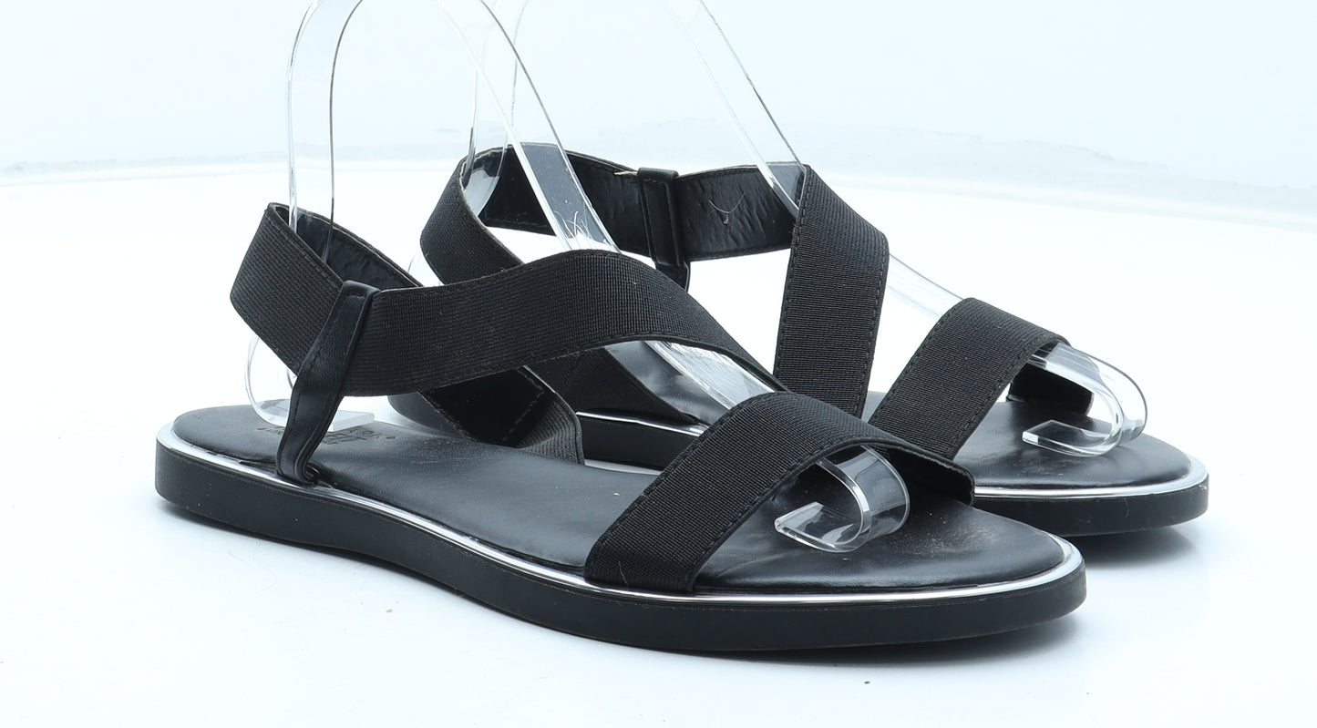Primark Womens Black Synthetic Slip On Sandal UK - Wide Fit