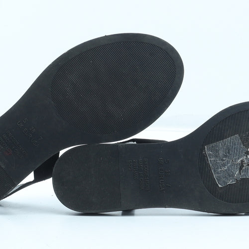 Primark Womens Black Synthetic Slip On Sandal UK - Wide Fit