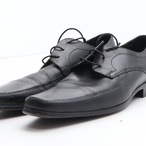 George Mens Black Leather Oxford Dress UK 8