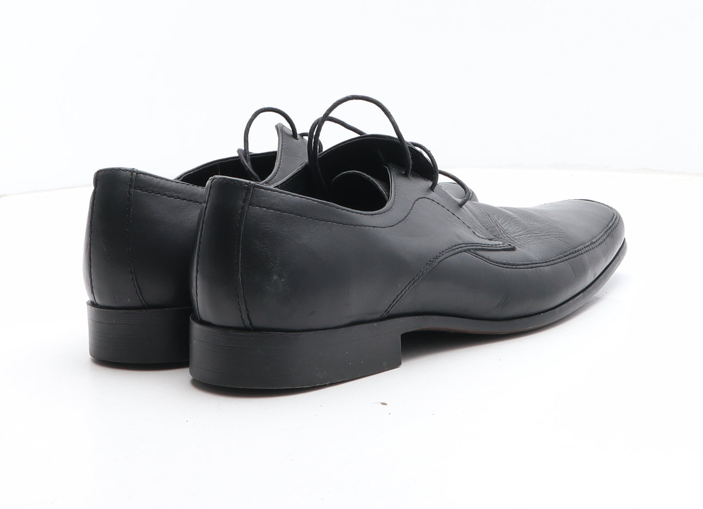 George Mens Black Leather Oxford Dress UK 8