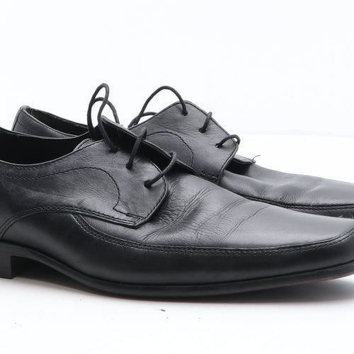 George Mens Black Leather Oxford Dress UK 8