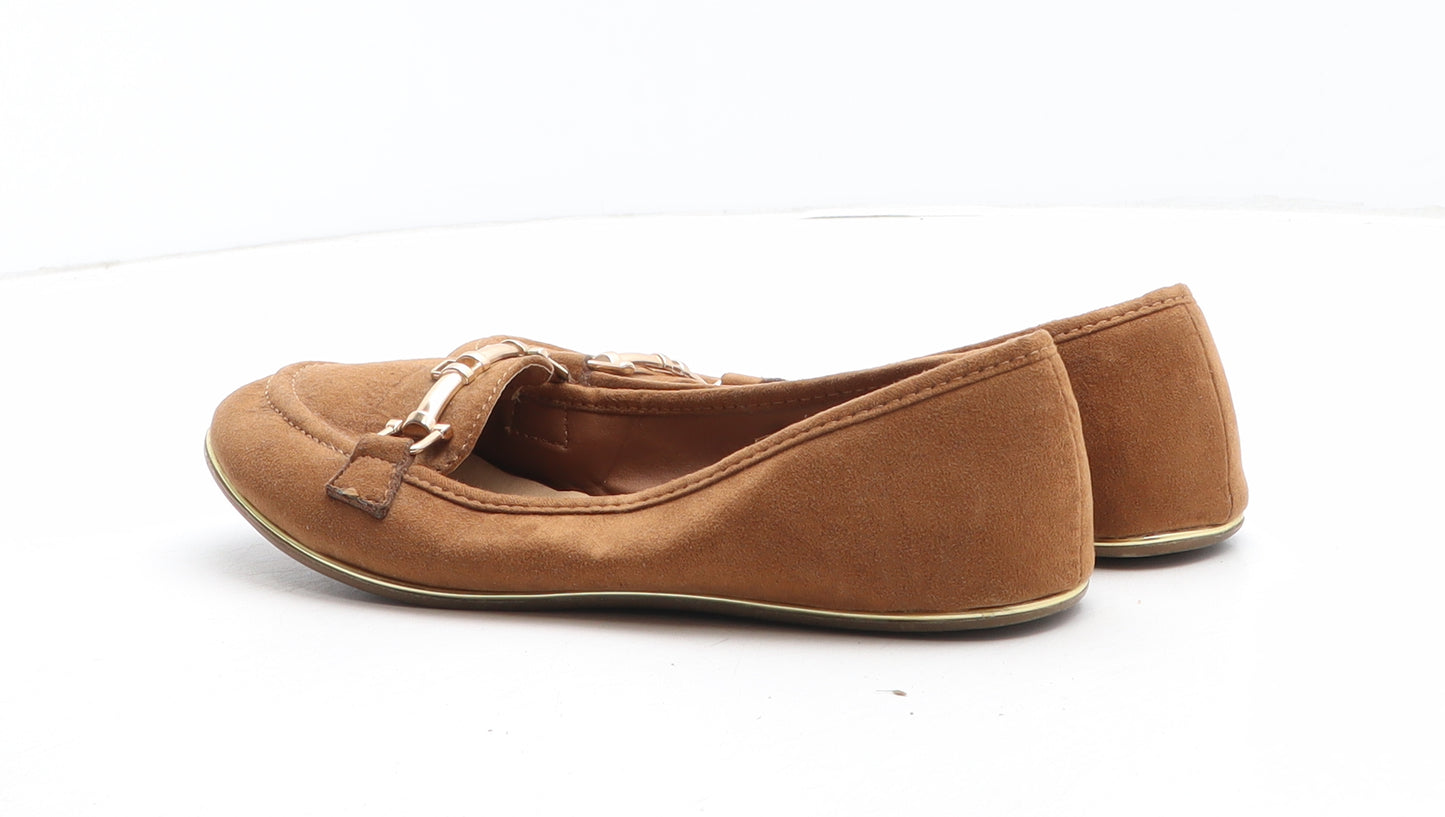 Atmosphere Womens Brown Synthetic Flat UK