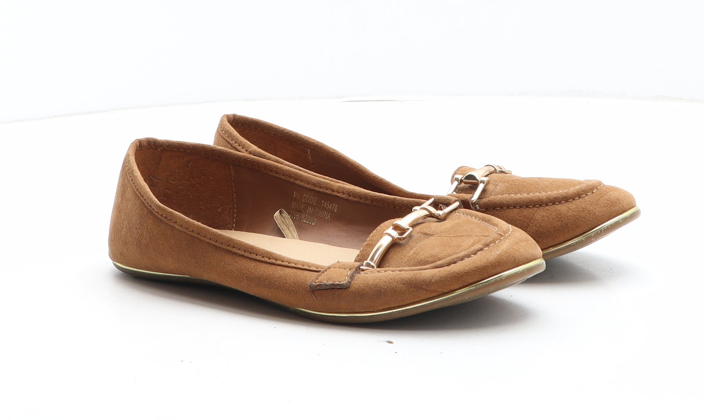 Atmosphere Womens Brown Synthetic Flat UK