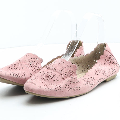 Preworn Womens Pink Geometric Synthetic Ballet Flat UK