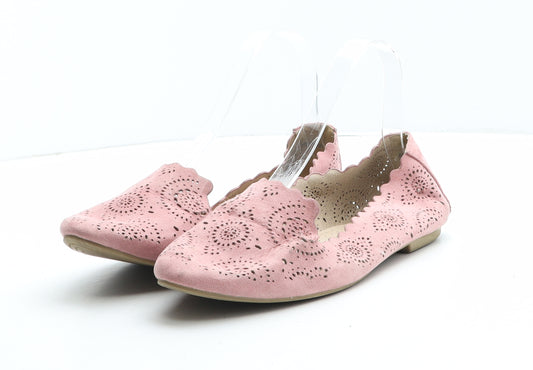 Preworn Womens Pink Geometric Synthetic Ballet Flat UK