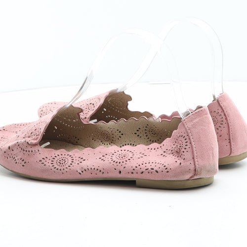 Preworn Womens Pink Geometric Synthetic Ballet Flat UK