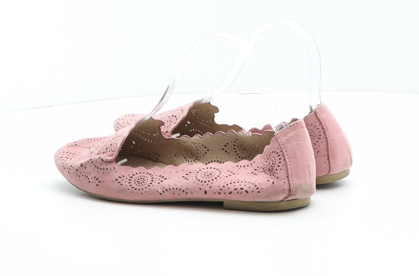 Preworn Womens Pink Geometric Synthetic Ballet Flat UK