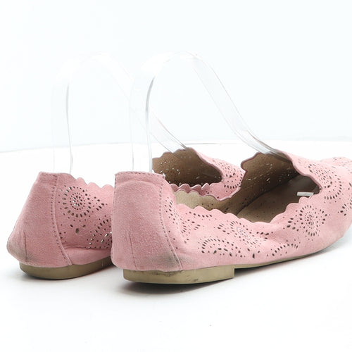 Preworn Womens Pink Geometric Synthetic Ballet Flat UK