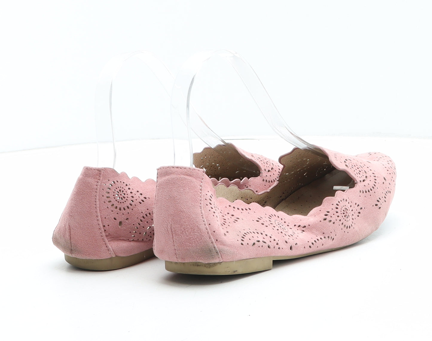 Preworn Womens Pink Geometric Synthetic Ballet Flat UK