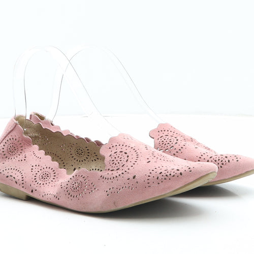 Preworn Womens Pink Geometric Synthetic Ballet Flat UK