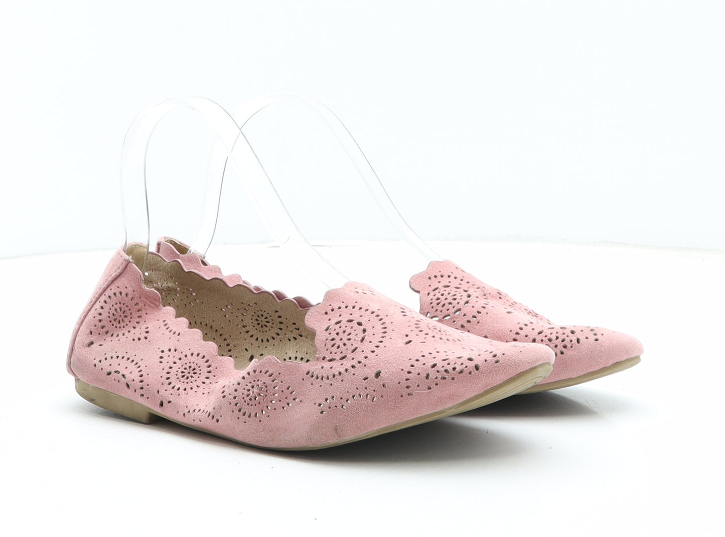 Preworn Womens Pink Geometric Synthetic Ballet Flat UK