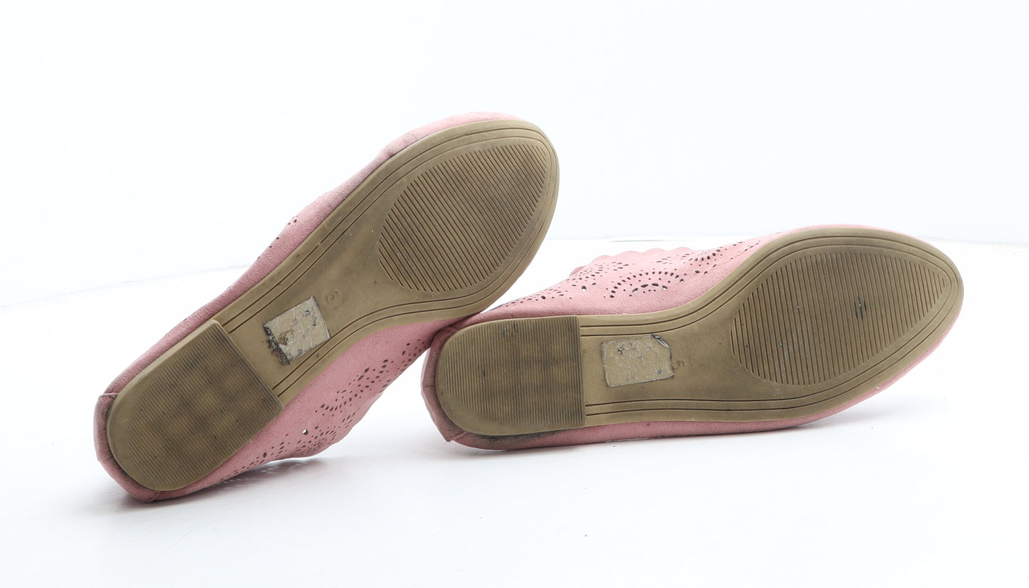 Preworn Womens Pink Geometric Synthetic Ballet Flat UK