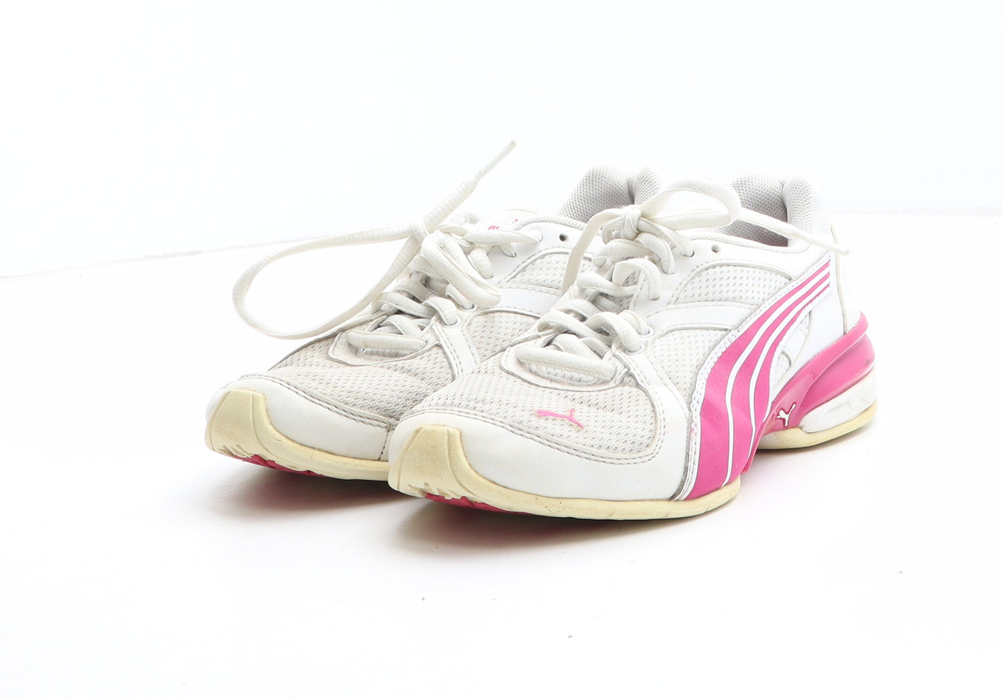 PUMA Girls White Synthetic Trainer UK 1