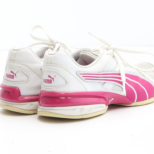 PUMA Girls White Synthetic Trainer UK 1